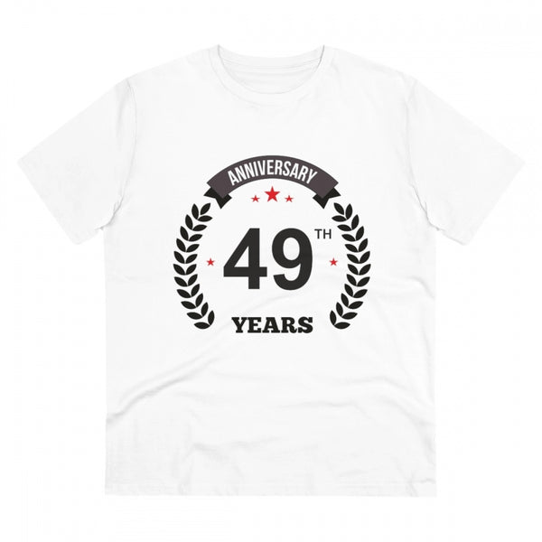 Generic Men's PC Cotton 49th Anniversary Printed T Shirt (Color: White, Thread Count: 180GSM)