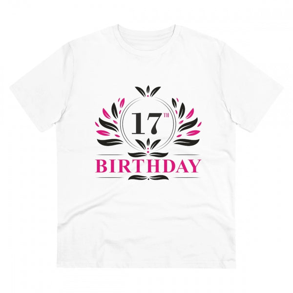 Generic Men's PC Cotton 17th Birthday Printed T Shirt (Color: White, Thread Count: 180GSM)