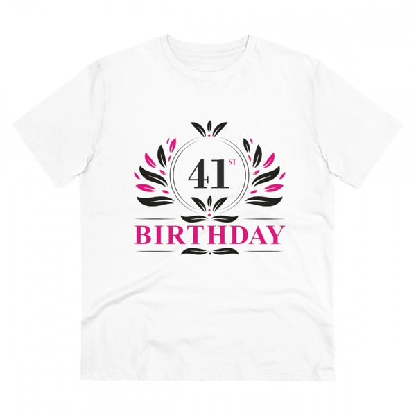 Generic Men's PC Cotton 41st Birthday Printed T Shirt (Color: White, Thread Count: 180GSM)