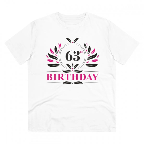 Generic Men's PC Cotton 63rd Birthday Printed T Shirt (Color: White, Thread Count: 180GSM)