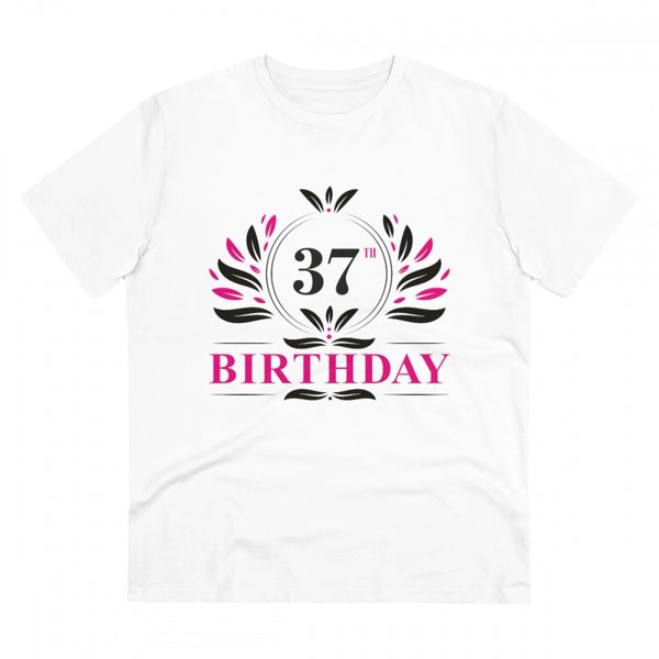 Generic Men's PC Cotton 37th Birthday Printed T Shirt (Color: White, Thread Count: 180GSM)
