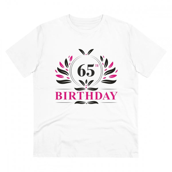 Generic Men's PC Cotton 65th Birthday Printed T Shirt (Color: White, Thread Count: 180GSM)