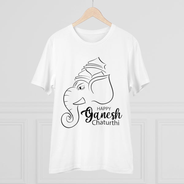 Generic Men's PC Cotton Ganesh Printed T Shirt (Color: White, Thread Count: 180GSM)