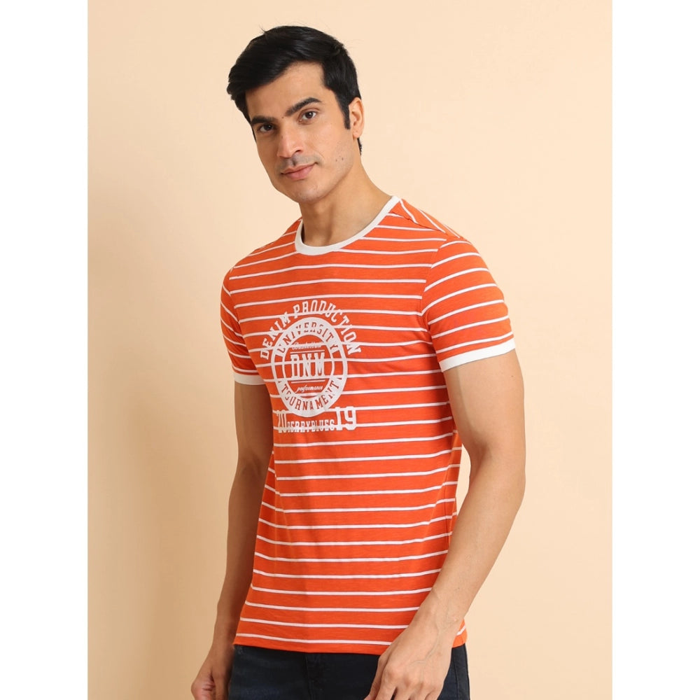 Generic Men's Casual Cotton Printed Round Neck Half Sleeve T-Shirt (Rust)