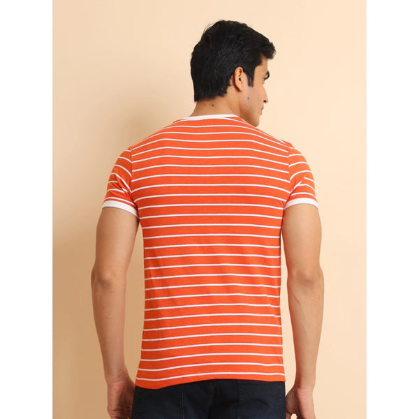Generic Men's Casual Cotton Printed Round Neck Half Sleeve T-Shirt (Rust)