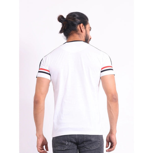 Generic Men's Casual Cotton Printed Round Neck Half Sleeve T-Shirt (White)