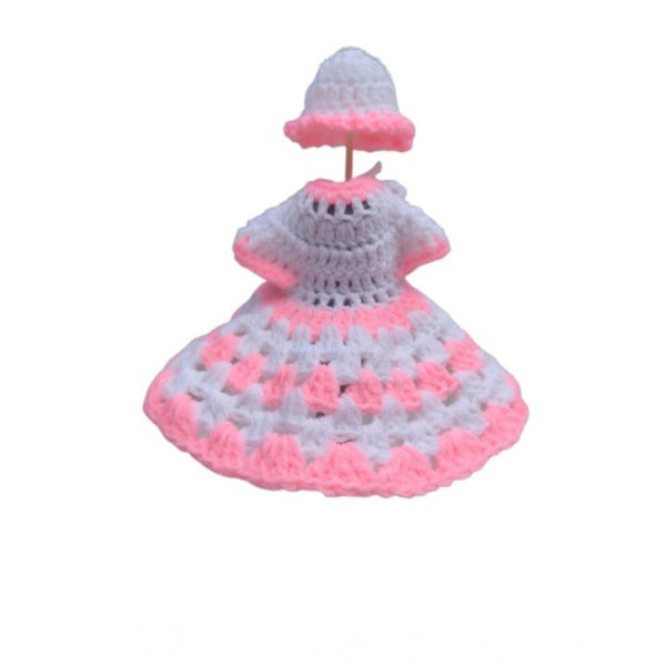 Generic Laddu Gopal Tharad Dress Size: 0 To 6 (White-Baby Pink)